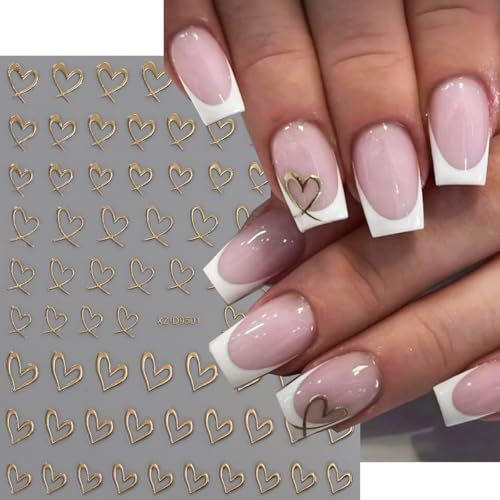 Valentine Heart Nail Stickers 3D Self-Adhesive Decals 8 Sheets