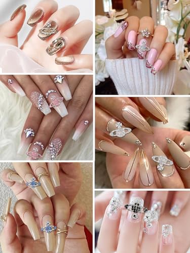 24Pcs Planet Nail Charms 3D Saturn Rhinestone Gems for Nail Art DIY