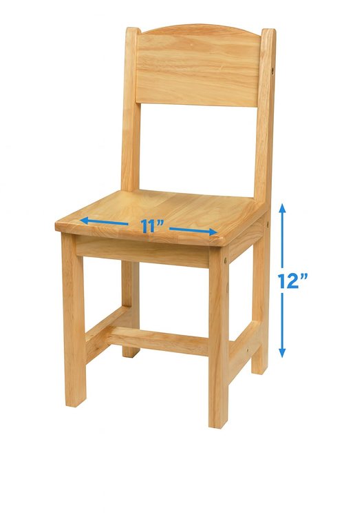 Constructive Playthings Solid Hardwood Children's Chair, Classroom Supplies, Pair with Kid Table for Preschool Learning Activities, 12"