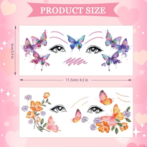 Konsait Glitter Butterfly Temporary Face Tattoos 20 Sheets