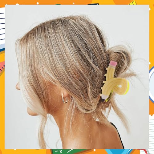 Teacher Pencil Hair Claw Clips 3-Pack Yellow Cute Hair Accessories