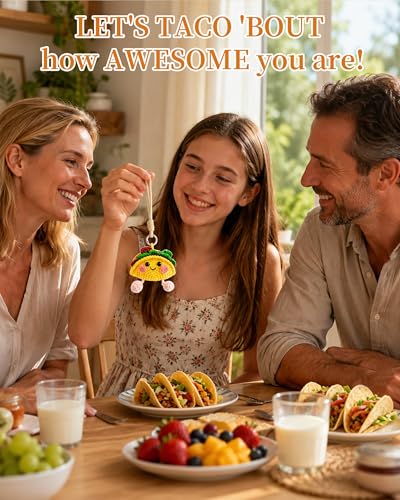 Inspirational Crochet Taco Plush Keychain - Positive Support Gift