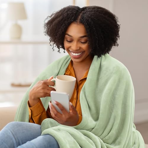 Utopia Bedding Queen Size Fleece Blanket - Sage Green (90x90 Inch)