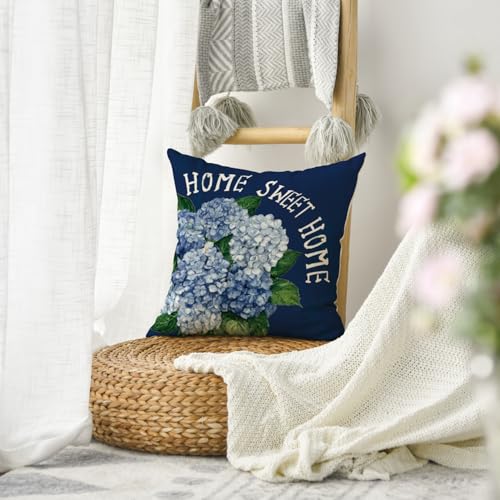 AVOIN colorlife Hydrangea Floral Throw Pillow Cover, 18 x 18 Inch Spring Case