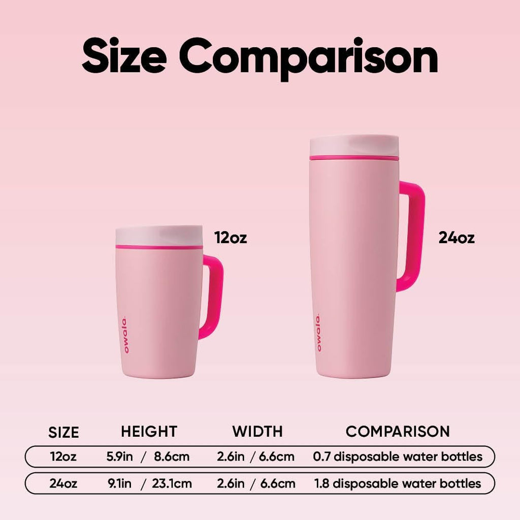 Owala SmoothSip Slider Travel Mug - 12oz Stainless Steel Insulated, Leak Proof, Hot & Cold Drinks, BPA Free | Pucker Up