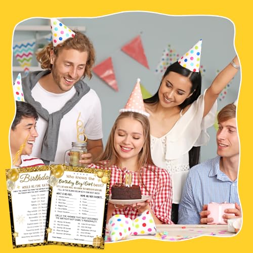 30 Birthday Game Cards - Who Knows the Birthday Star Best? (Black Gold)
