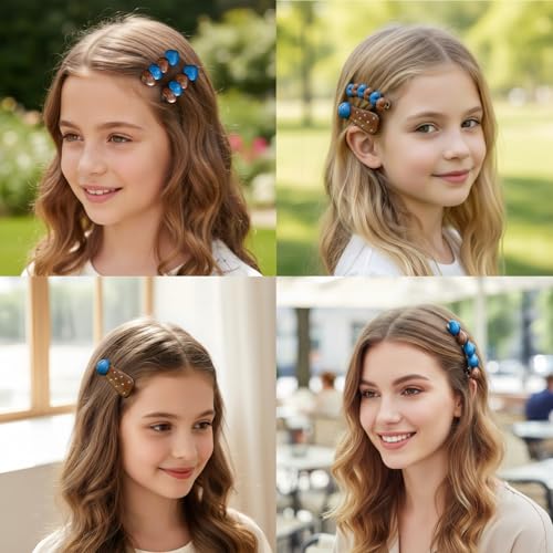 KANXINR Heart & Polka Dot Hair Barrettes 4-Pack Cute Styling Clips