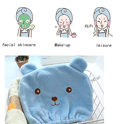 Kids Hair Drying Cap with Ears - Absorbent Microfiber Turban for Shower & Spa
