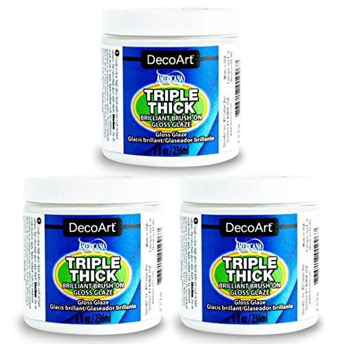 DecoArt Triple Thick Gloss Glaze - 8oz Jar (3 Pack) for Crafts