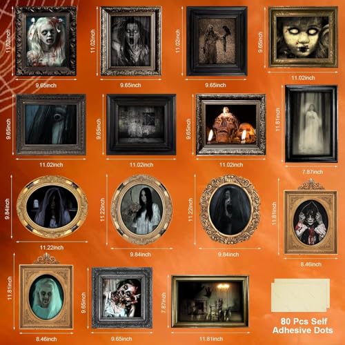 15-Piece Gothic Mansion Haunted Portrait Set for Halloween Party Decor
