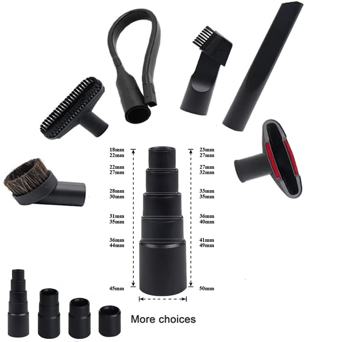 Vacuum Attachments for Shop vac Accessories 1 1/4 inch 1 3/8 inch Vacuum Cleaner Accessories, Universal Vacuum Hose Adapters