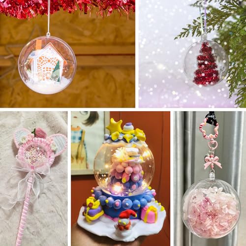 25 Pack Clear Fillable Plastic Ornaments for Christmas Tree & Decor