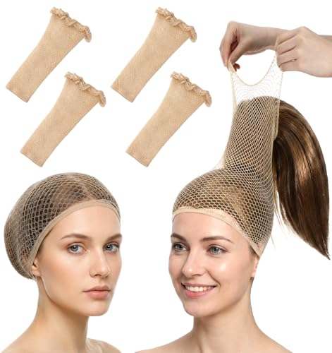 4-Pack Non-Slip Mesh Wig Cap for Long Hair and Cosplay