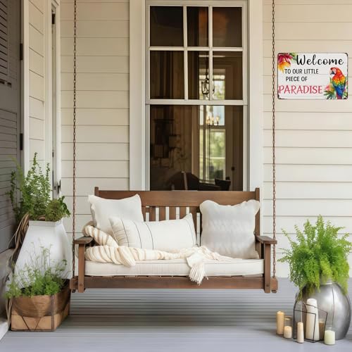 Welcome to Our Little Piece of Paradise Tropical Tin Sign - 8x12 Inch