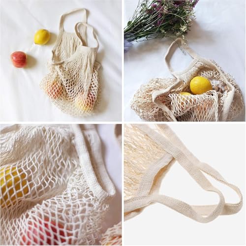 Reusable Cotton Mesh Produce Bags - Pack of 2 for Groceries