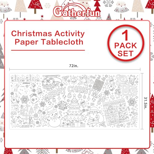 Christmas Activity Poster Banner - 31.5 x 72 Inches Holiday Coloring & Games