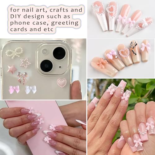 3D Resin Bow Nail Charms Set with Tweezer - Colorful Bowknot Nail Art Decor