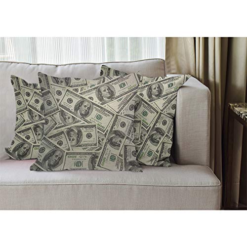 Hundred Dollar Money Throw Pillow Cover - 18x18 Inch Cotton Linen