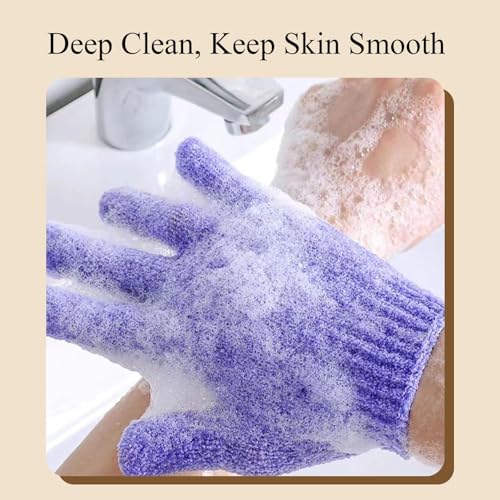 MOLOPPO Exfoliating Bath Gloves 2-Pack - Black Stretch Scrub Mitts