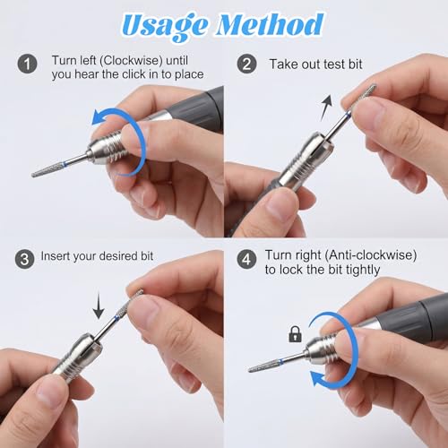 ADLABLD 6Pcs Cuticle Nail Drill Bits, 3/32" Needle Diamond Bits Set