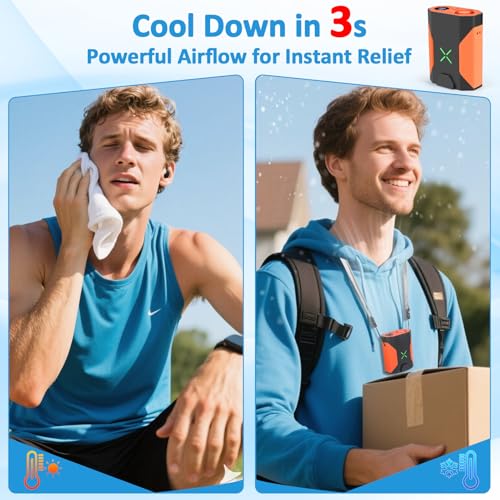 Fotgear Portable Waist Fan - 100 Speed Rechargeable Personal Fan (Orange-A)
