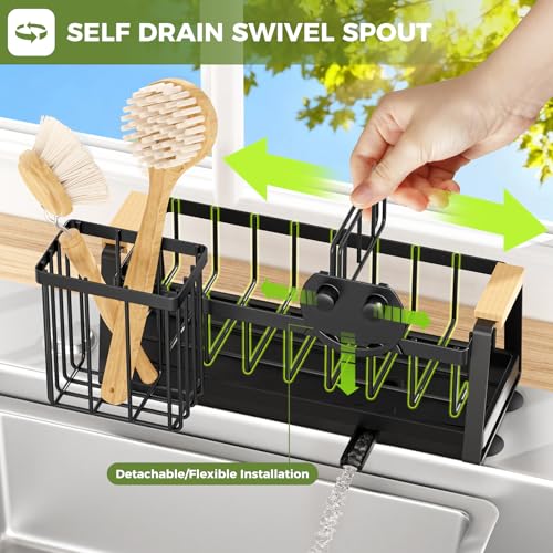 AUMOVAWA Kitchen Sink Caddy Organizer with Dish Brush Holder & Suction Cups