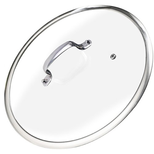14 Inch Glass Lid For Pots, Pans and Skillets, Clear Glass Lid Replacement with Steam Vent, Stainless Steel Covers For large Frying Pan, Stock Pot, Cast, Fits Pots With Inner dia. 14.1-14.5 Inches