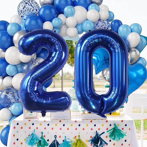 40 Inch Navy Blue Number 20 Foil Balloon for Birthday & Wedding