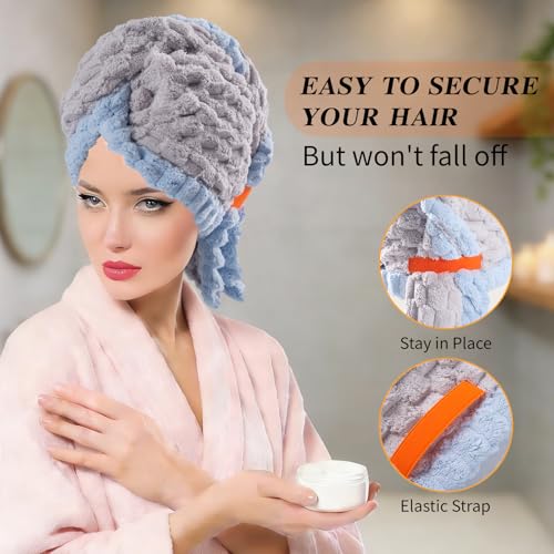 KIVMTAR High Absorbency Hair Towel Wrap for Women - Soft Microfiber
