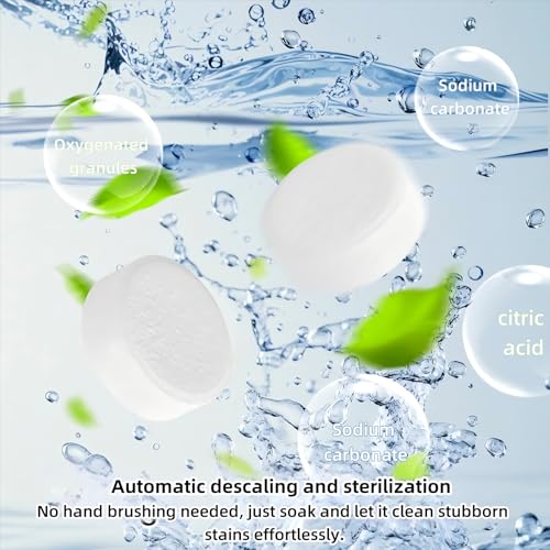 40 Pcs Water Bottle Cleaning Tablets ? Bottle Washer Tablets,Chlorine-Free and Odorless Cup Cleaner Perfect For Thermos,Tumblers,Hydration Bladders,Coffee Mug, Stainless,Glass Container