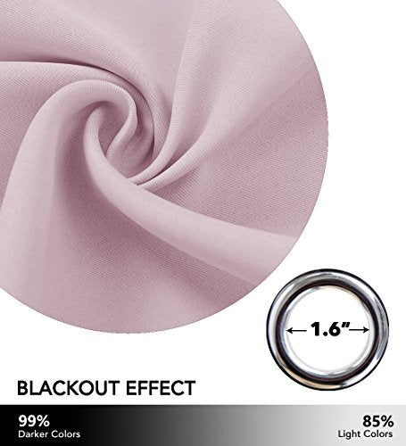 NICETOWN Blackout Curtain, Baby Pink Grommet Window Drape 42 x 63 Inch