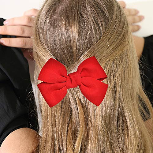 YAXAMING 2 Pcs Red Bow Hair Clips Large Bowknot Barrettes for Women