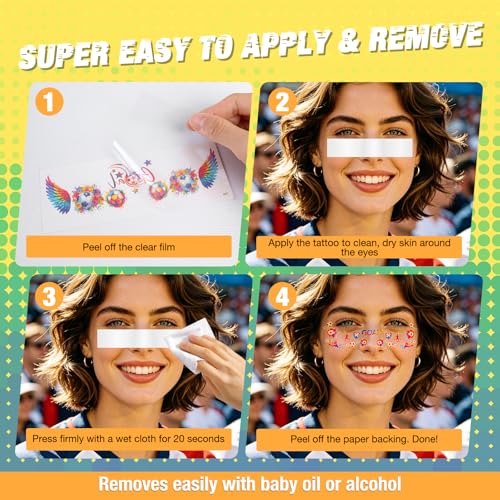 Watercolor Football Temporary Tattoo Stickers Waterproof Face Decals for Fans