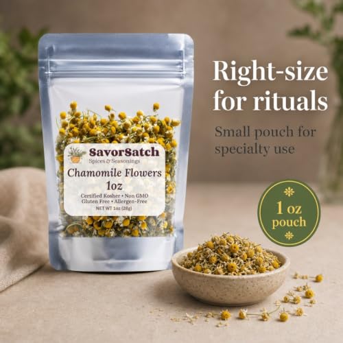 Whole Dried Chamomile Flowers – 1 Ounce Resealable Pouch for Tea & Skincare