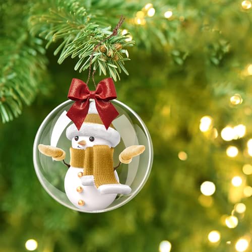 Large 8cm Clear Plastic Fillable Christmas Ornaments Set of 20