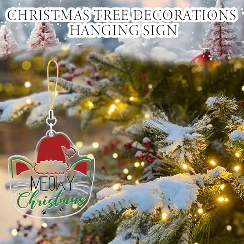 SUDIKUB Meowy Christmas Cat Acrylic Ornament Holiday Tree Decoration