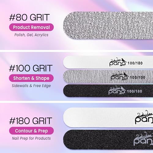 Pana Professional White Round Emery Board Nail Files 100/180 Grit 10-Pack