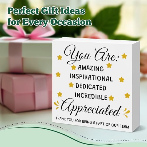 Wooden Box Sign - Inspirational Thank You Gift for Coworkers