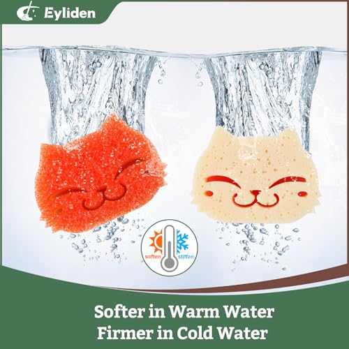 Eyliden 6 Pack Dual-Sided Scrub Sponges with Smart-Temp Firmness