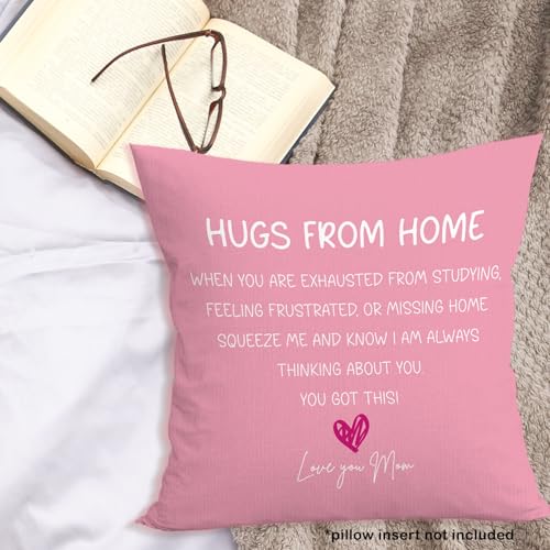 Pink Hugs from Home Throw Pillow Cover 18x18 - Soft Flannelette