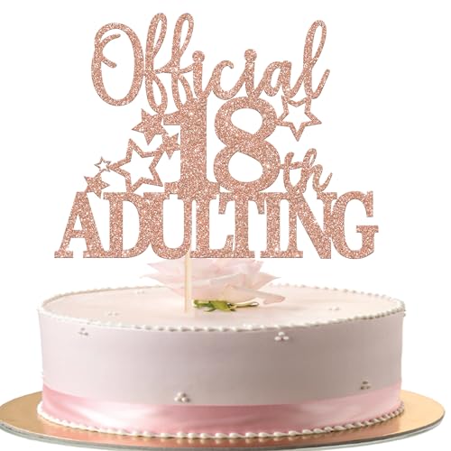 Glitter 18th Birthday Cake Topper - Cheers to 18 Years