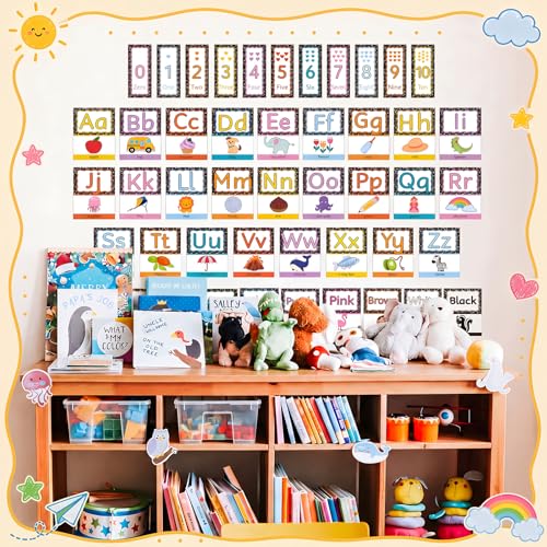 57 Pcs Composition Book Alphabet & Number Cards for Classroom