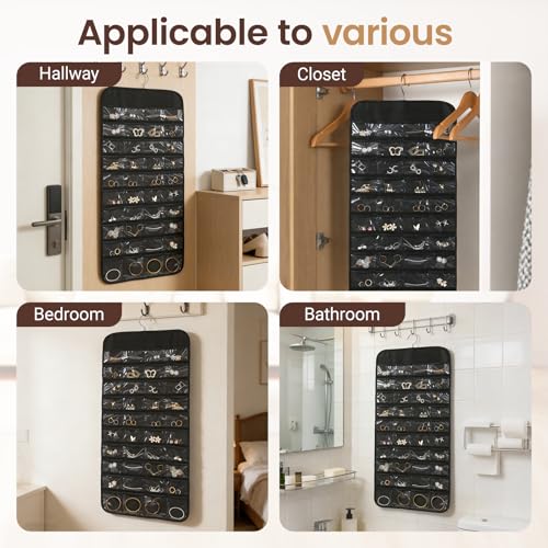 80-Pocket Double-Sided Hanging Jewelry Organizer for Closet Wall Door