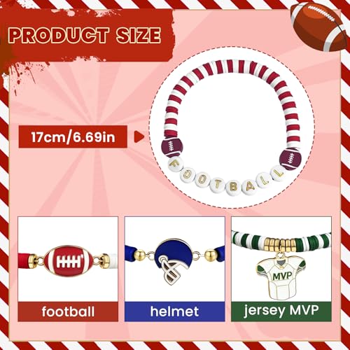 Football Charm Bracelet Set - 9 Pcs Stackable Game Day Jewelry