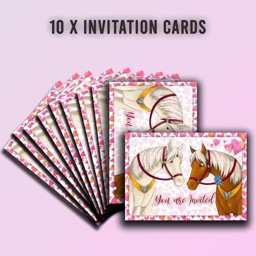 Colorful Horse Party Invitations - 10 Fill-in Cards for Kids