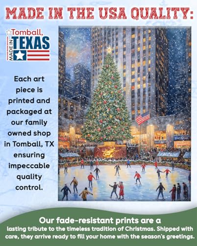 Unframed 11x14 NYC Christmas Ice Skating at Rockefeller Center Poster - Holiday Wall Art
