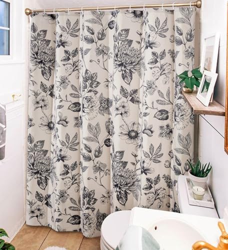 Boho Floral Shower Curtain Set - Vintage Botanical Design