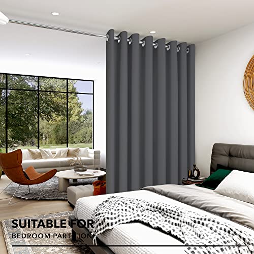 Deconovo Extra Wide Blackout Room Divider Curtain, 180"W x 96"L, Dark Grey