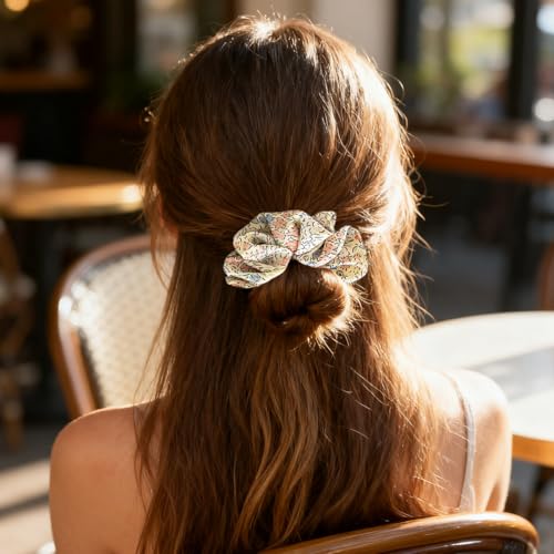Floral Hair Scrunchies 10 Pack Vintage Chiffon Hair Ties for Women