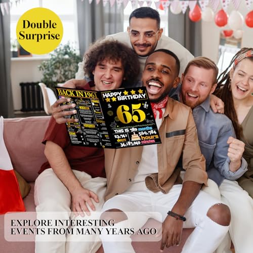 65th Birthday Pop Up Card - 1961 Retro Gold Greeting Card for Men and Women